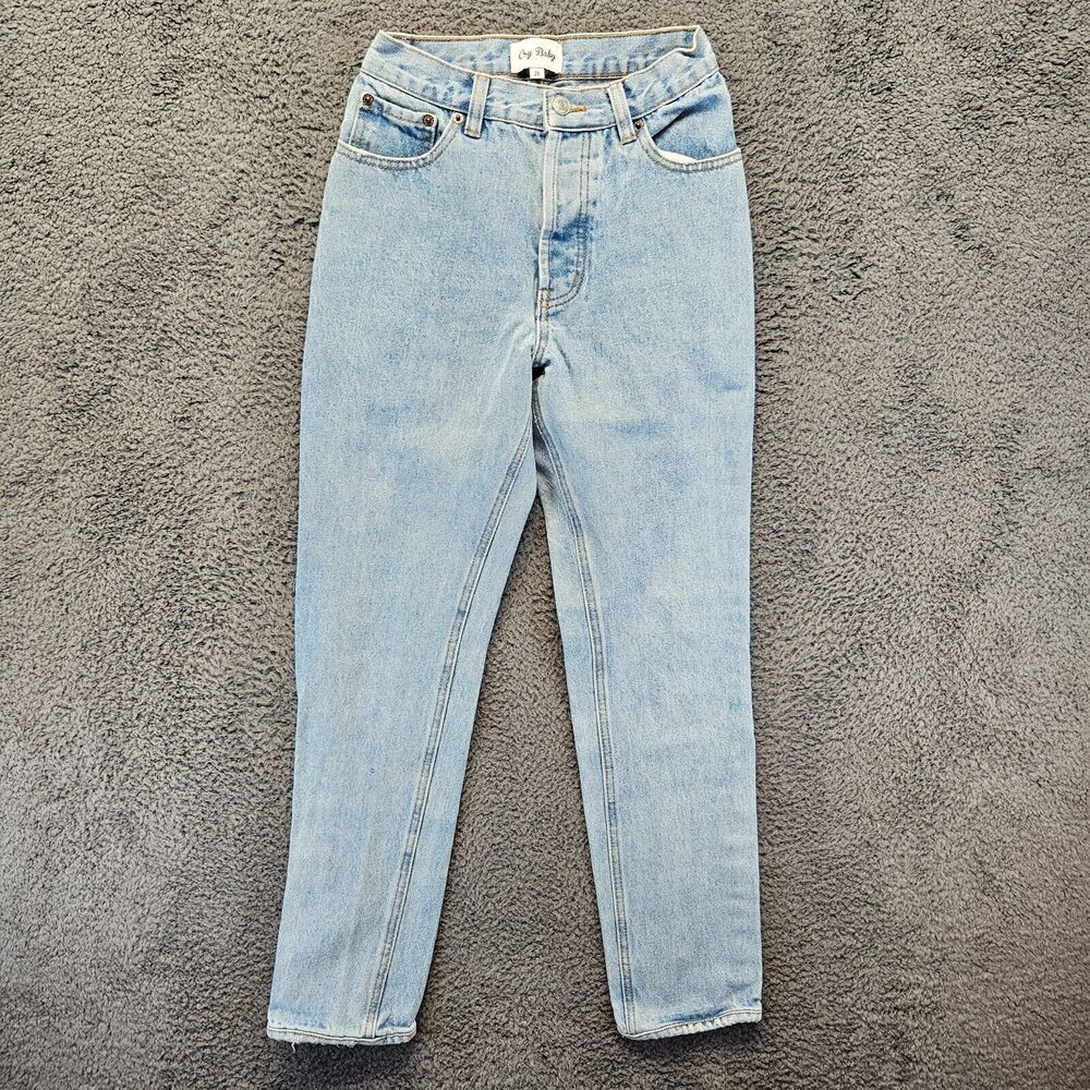 Cry‎ Baby Jeans Women Size 23 Blue Mom Jean Tapered Button Fly Light Wash